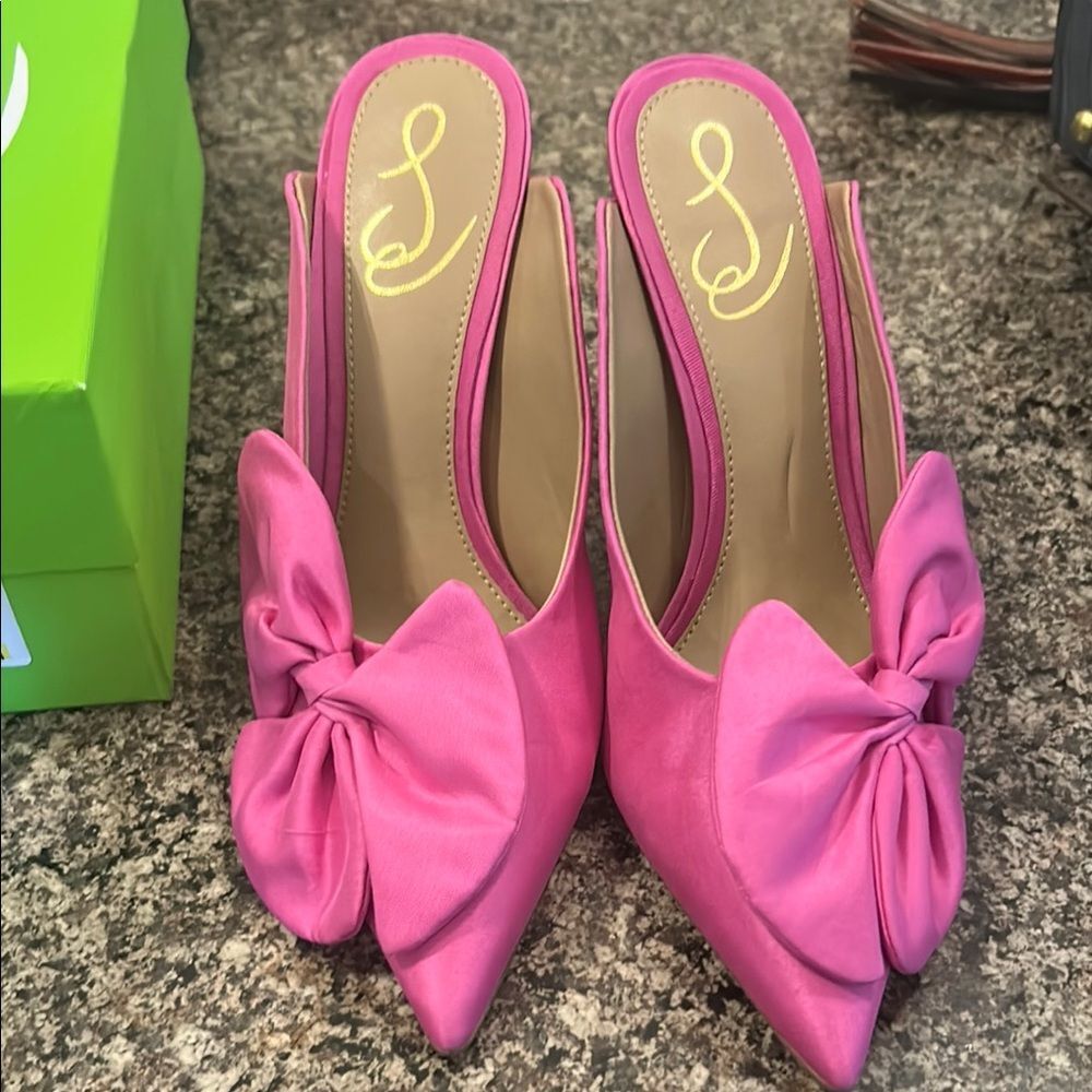 Sam Edelman Fuchsia Bow Slingback Heels - Picture 2 of 13